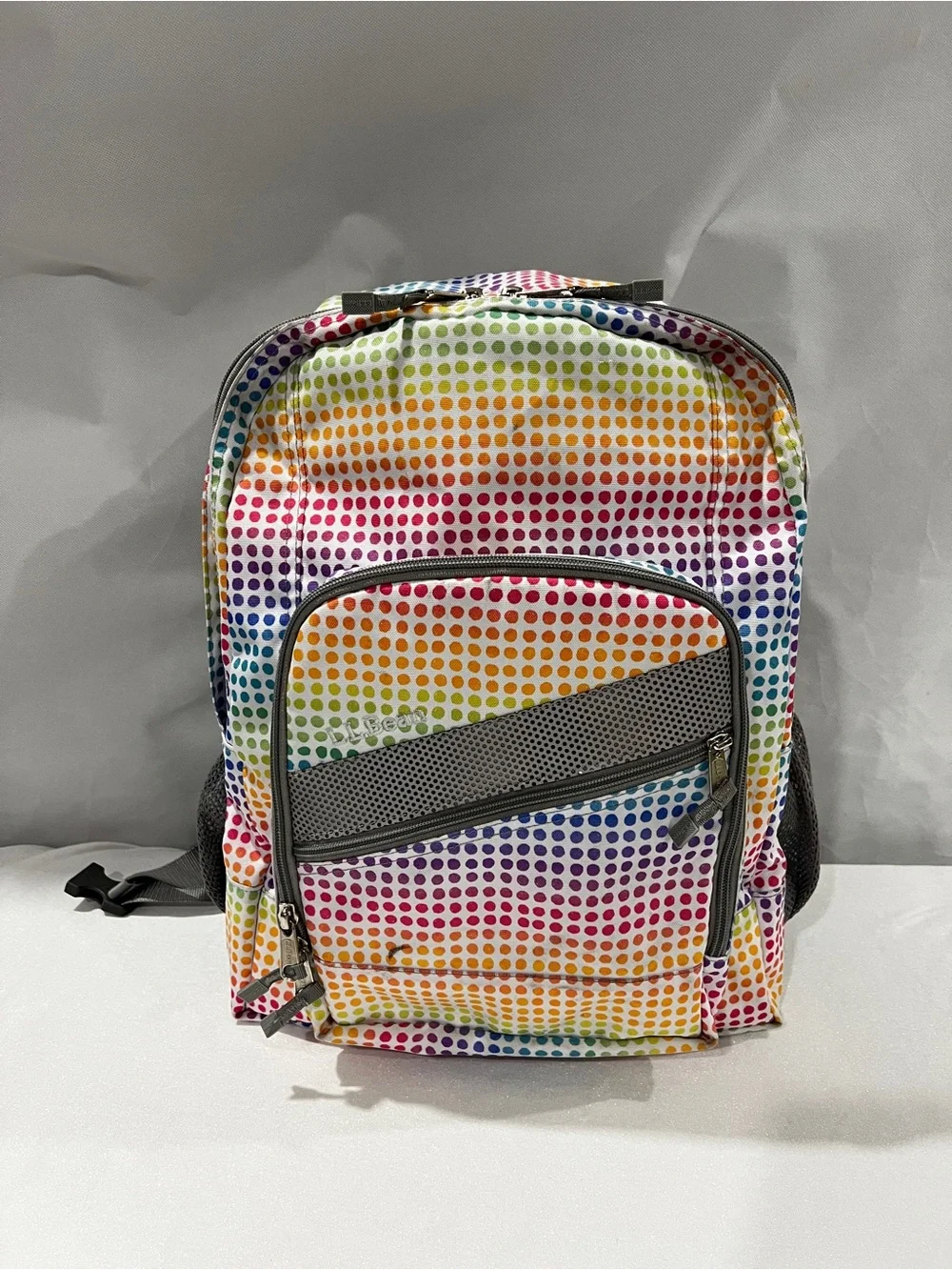 L.L.Bean Deluxe Backpack Book Pack Multicolor Polka-Dots Adjustable Straps